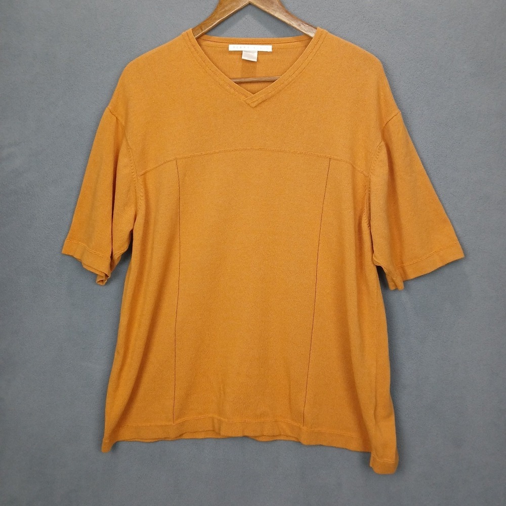Perry Ellis T Shirt Mens 2XL Tan Cotton Short Sleeve V Neck Comfort Casual Wear